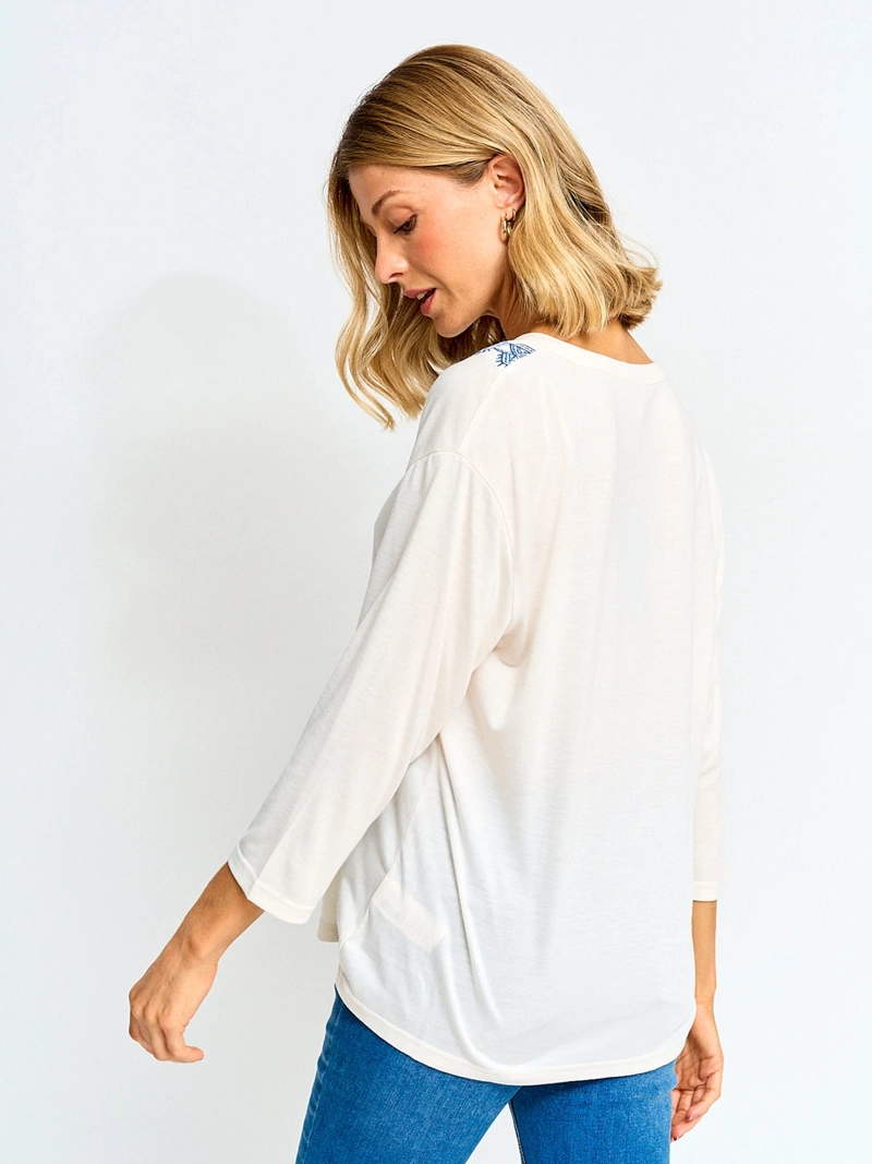 POLERA MUJER AZIZ MANGA 3/4 CORDADA - 2