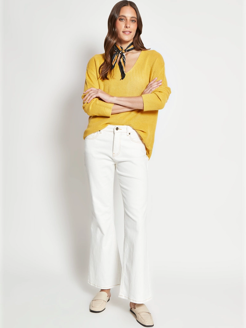 SWEATER MUJER AZIZ CUELLO EN V MANGA LARGA - 4