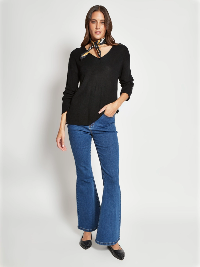 SWEATER MUJER AZIZ CUELLO EN V MANGA LARGA - 4