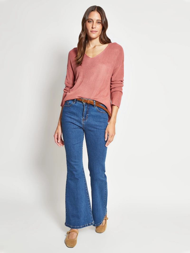 SWEATER MUJER AZIZ CUELLO EN V MANGA LARGA - 4