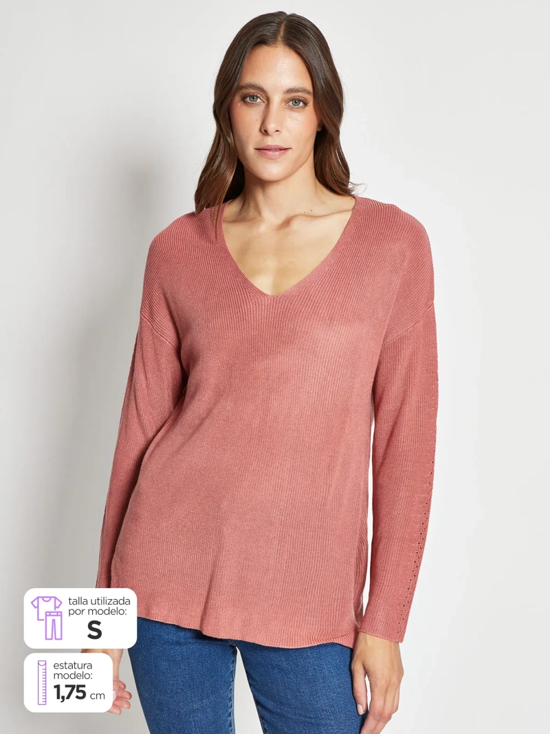AZIZ SWEATER MUJER AZIZ CUELLO EN V MANGA LARGA