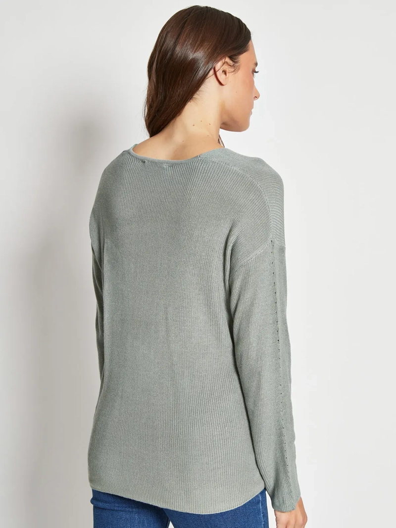 SWEATER MUJER AZIZ CUELLO EN V MANGA LARGA - 2