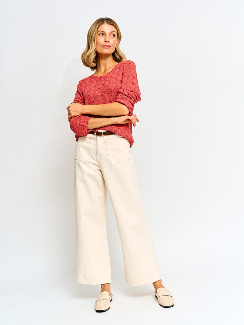 SWEATER MUJER AZIZ MANGA LARGA CALADO - 4