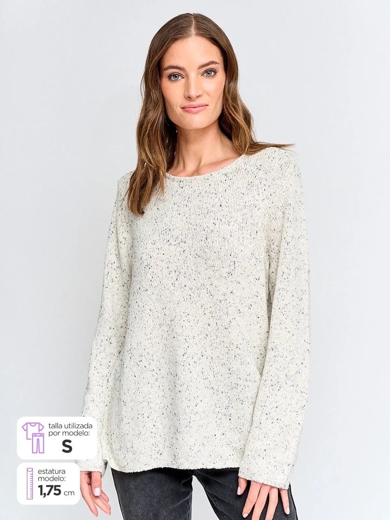 SWEATER MUJER AZIZ MANGA LARGA JASPEADO - 1