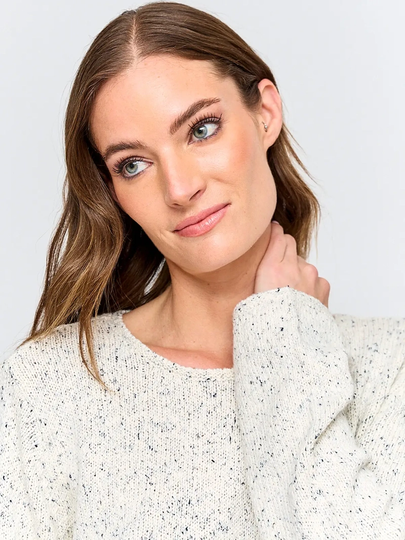 SWEATER MUJER AZIZ MANGA LARGA JASPEADO - 3