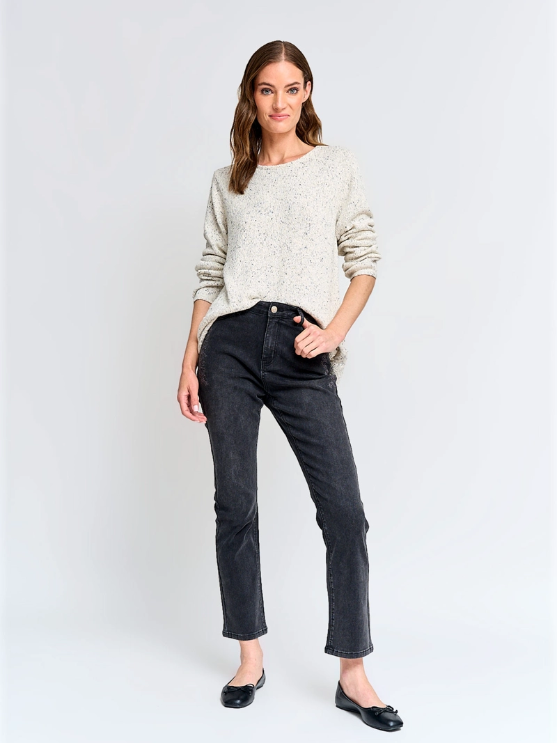 SWEATER MUJER AZIZ MANGA LARGA JASPEADO - 4