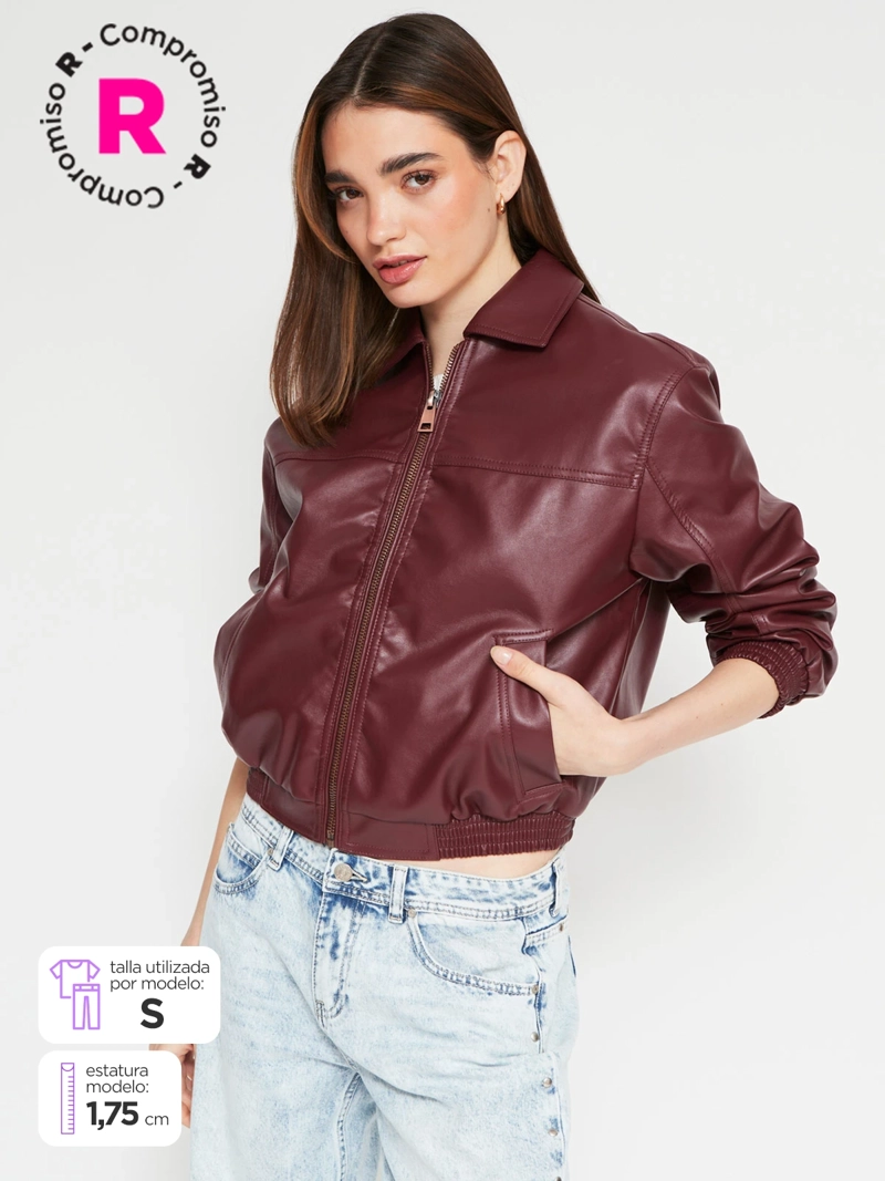 CHAQUETA MUJER INDEX BOMBER EFECTO PIEL