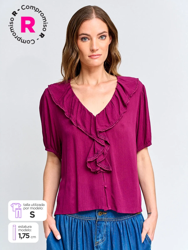 BLUSA MUJER TATIENNE MANGA CORTA VUELOS - 1