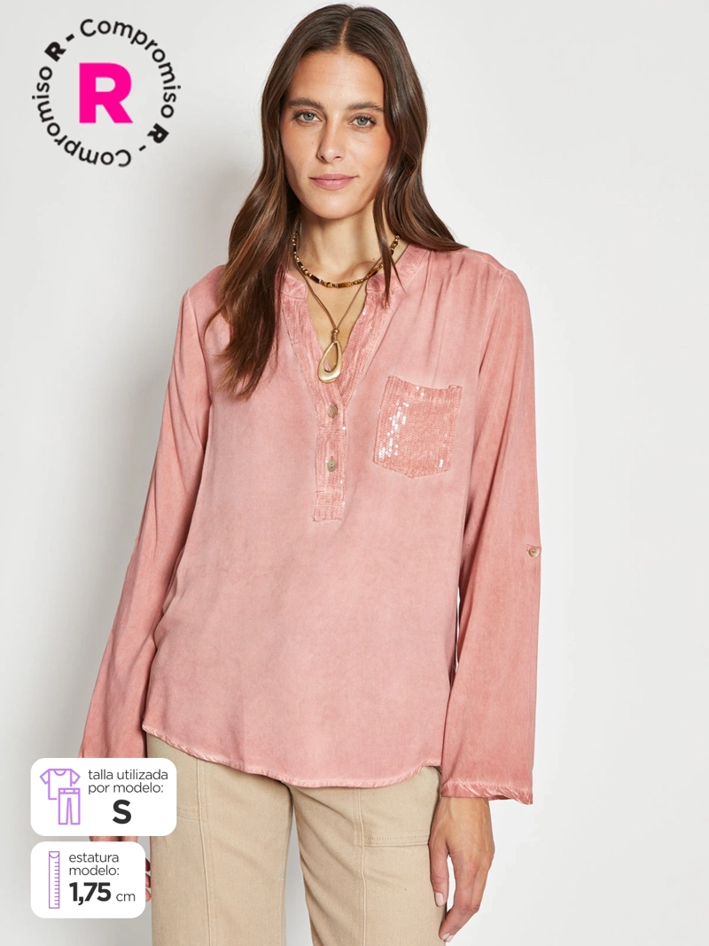 BLUSA MUJER TATIENNE MANGA LARGA LENTEJUELAS - 1