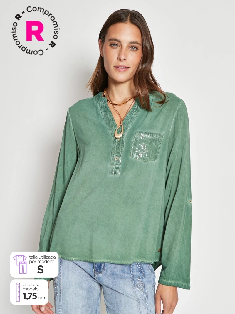 BLUSA MUJER TATIENNE MANGA LARGA LENTEJUELAS - 1