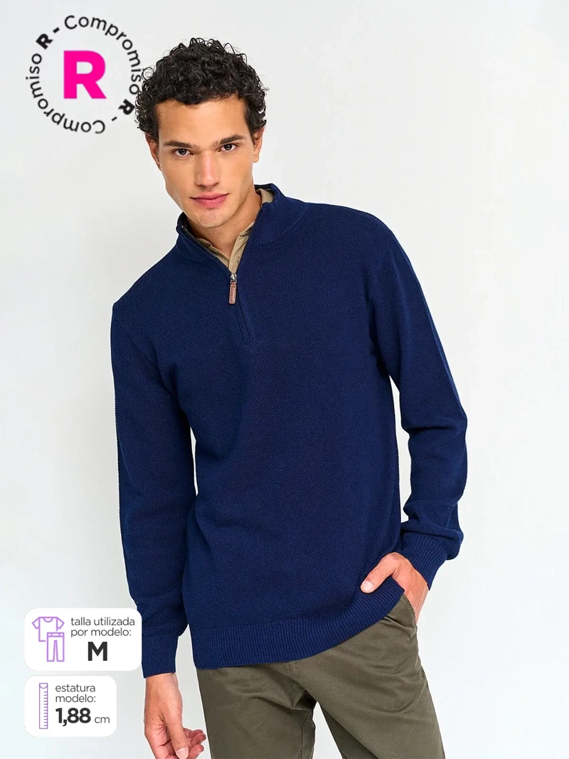 SWEATER HOMBRE KENNETH STEVENS ALGODÓN CIERRE - 1