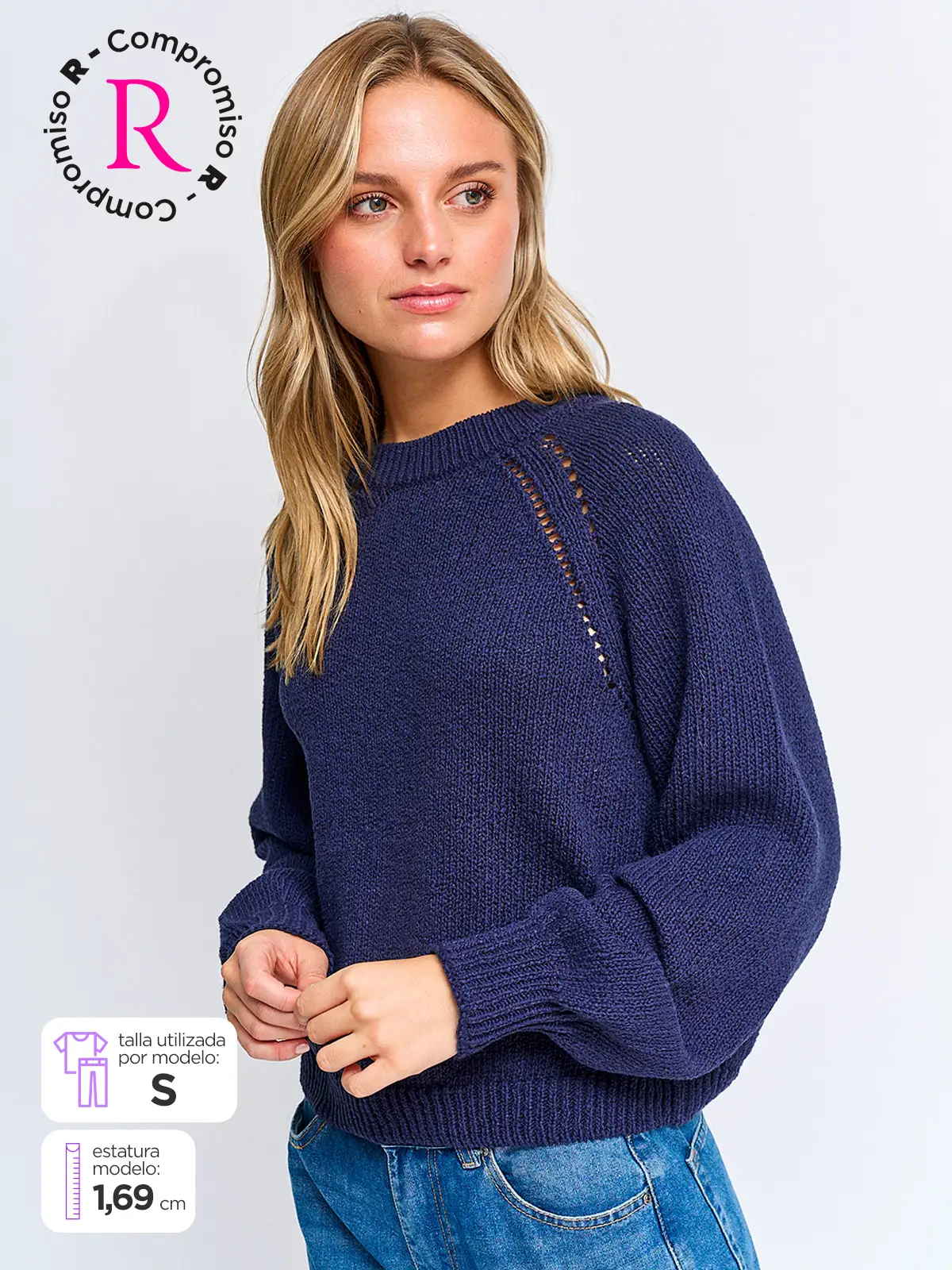 SWEATER MUJER INDEX MANGA LARGA BÁSICO - 1