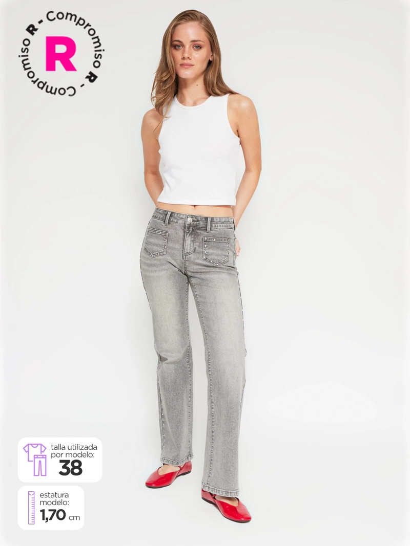 JEANS MUJER INDEX ALGODÓN TACHAS
