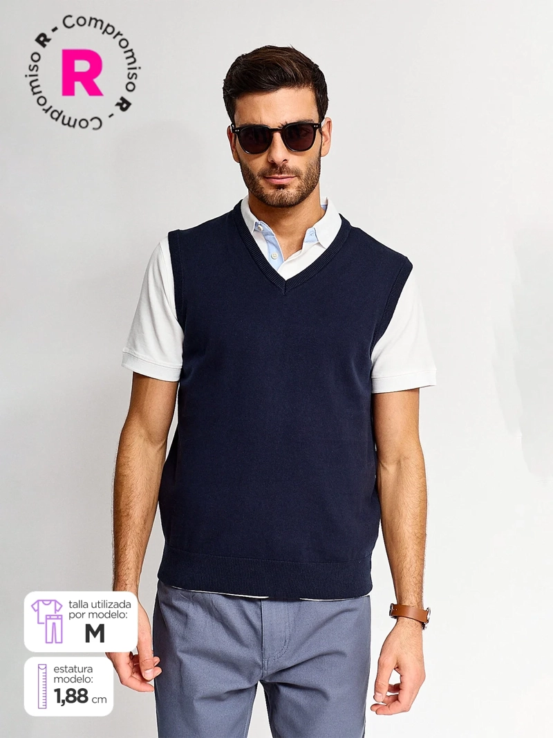 SWEATER HOMBRE KENNETH STEVENS ALGODÓN SIN MANGAS