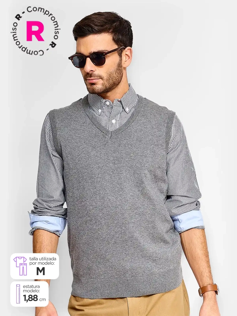 SWEATER HOMBRE KENNETH STEVENS ALGODÓN SIN MANGAS - 1
