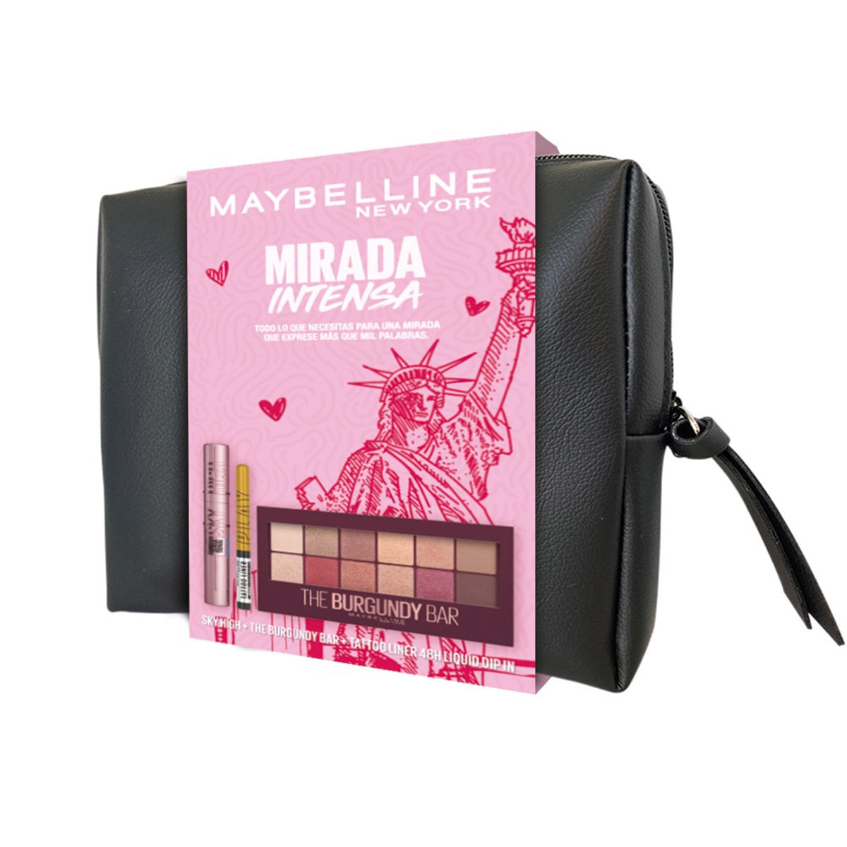 SET SOMBRAS + MASCARA DE PESTAÑAS + DELINEADOR DE OJOS MAYBELLINE NEW YORK BURGUNDY + SKY HIGH + TATTOO LINER 7.2 ML + 9,6 GR + 2,1 ML - 2