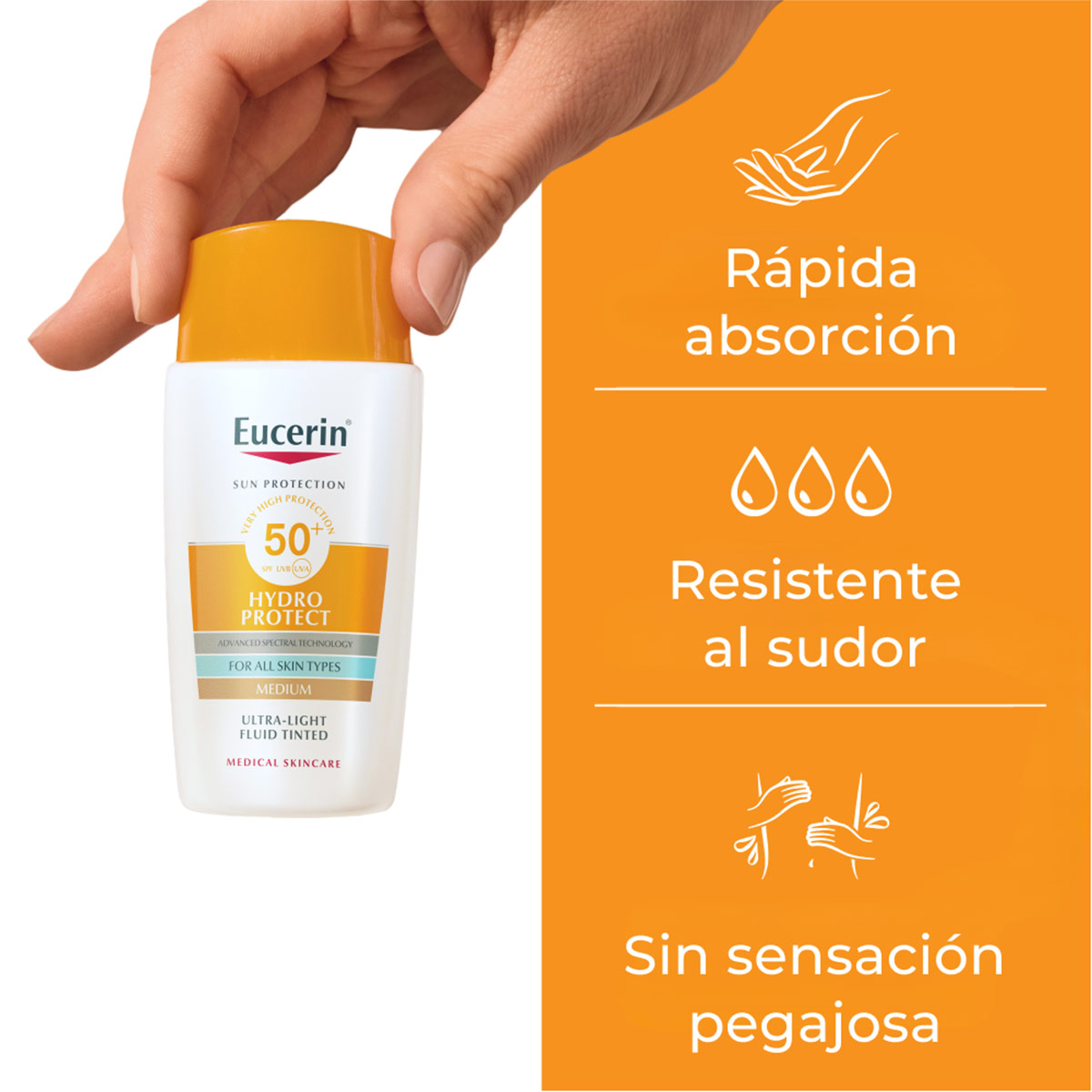 PROTECTOR SOLAR ROSTRO EUCERIN SUN HYDROFLUID MEDIUM FPS50+ 50 ML - 2