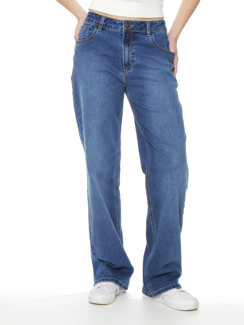 JEANS MUJER WADOS RECTO ALGODÓN TIRO ALTO - 1