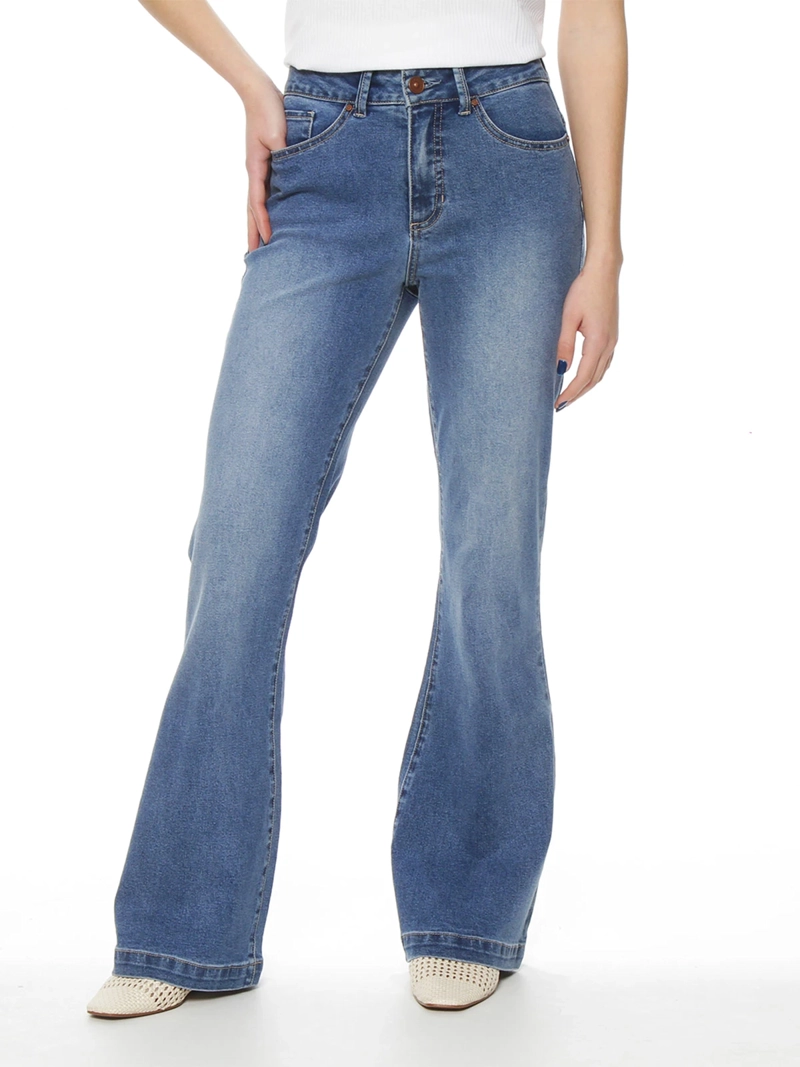 JEANS MUJER WADOS FLARE ALGODÓN TIRO ALTO - 1