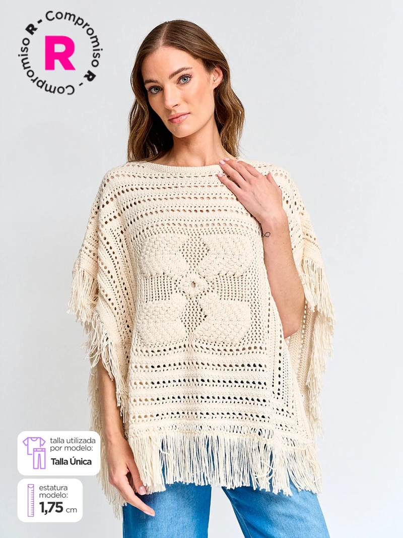 SWEATER MUJER TATIENNE ALGODÓN TIPO PONCHO - 1