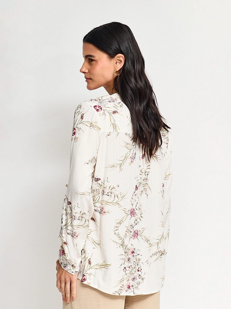 BLUSA MUJER CACHAREL CUELLO MAO MANGA LARGA ESTAMPADO - 2