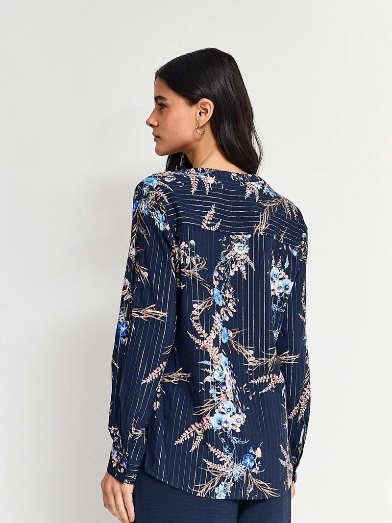 BLUSA MUJER CACHAREL CUELLO MAO MANGA LARGA ESTAMPADO - 2