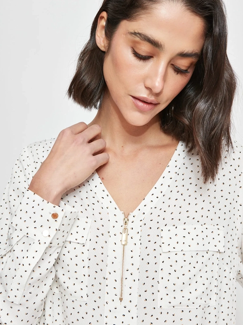 BLUSA MUJER CACHAREL CUELLO EN V MANGA LARGA - 3