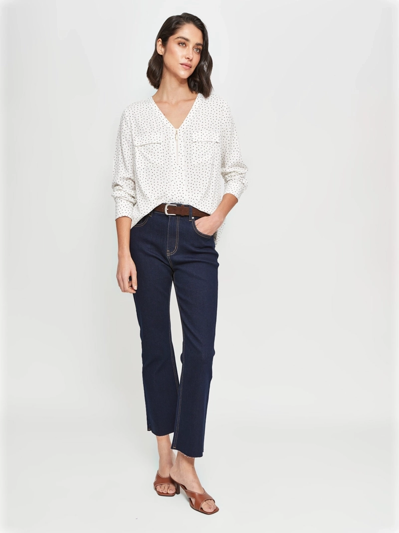 BLUSA MUJER CACHAREL CUELLO EN V MANGA LARGA - 4