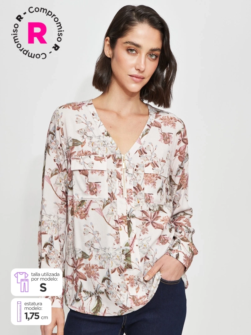 CACHAREL BLUSA MUJER CACHAREL CUELLO EN V MANGA LARGA