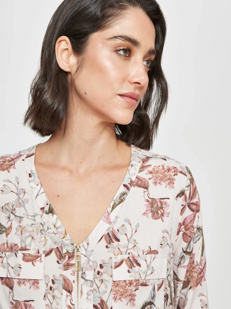 BLUSA MUJER CACHAREL CUELLO EN V MANGA LARGA - 3