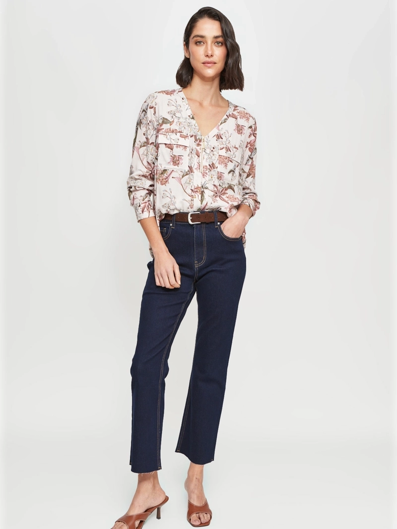 BLUSA MUJER CACHAREL CUELLO EN V MANGA LARGA - 4