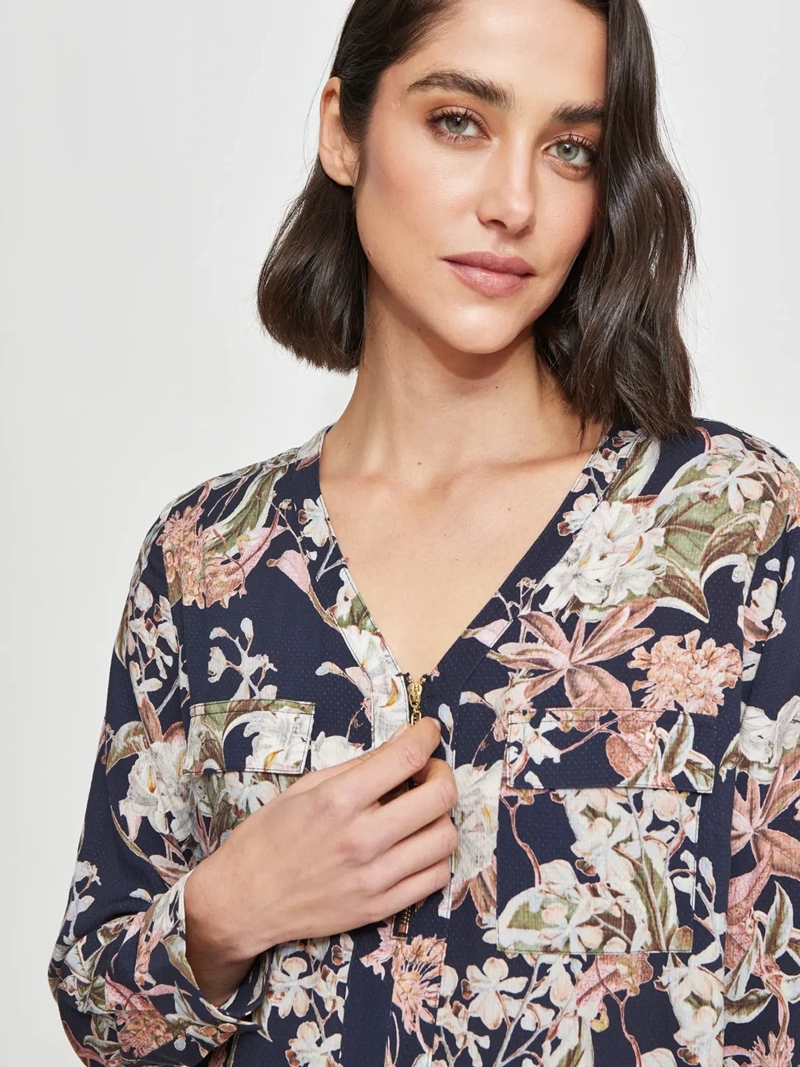 BLUSA MUJER CACHAREL CUELLO EN V MANGA LARGA - 3
