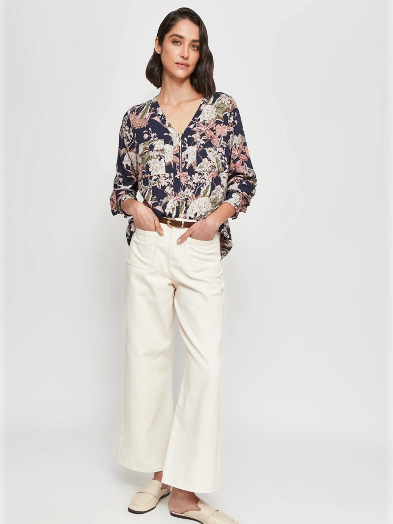 BLUSA MUJER CACHAREL CUELLO EN V MANGA LARGA - 4