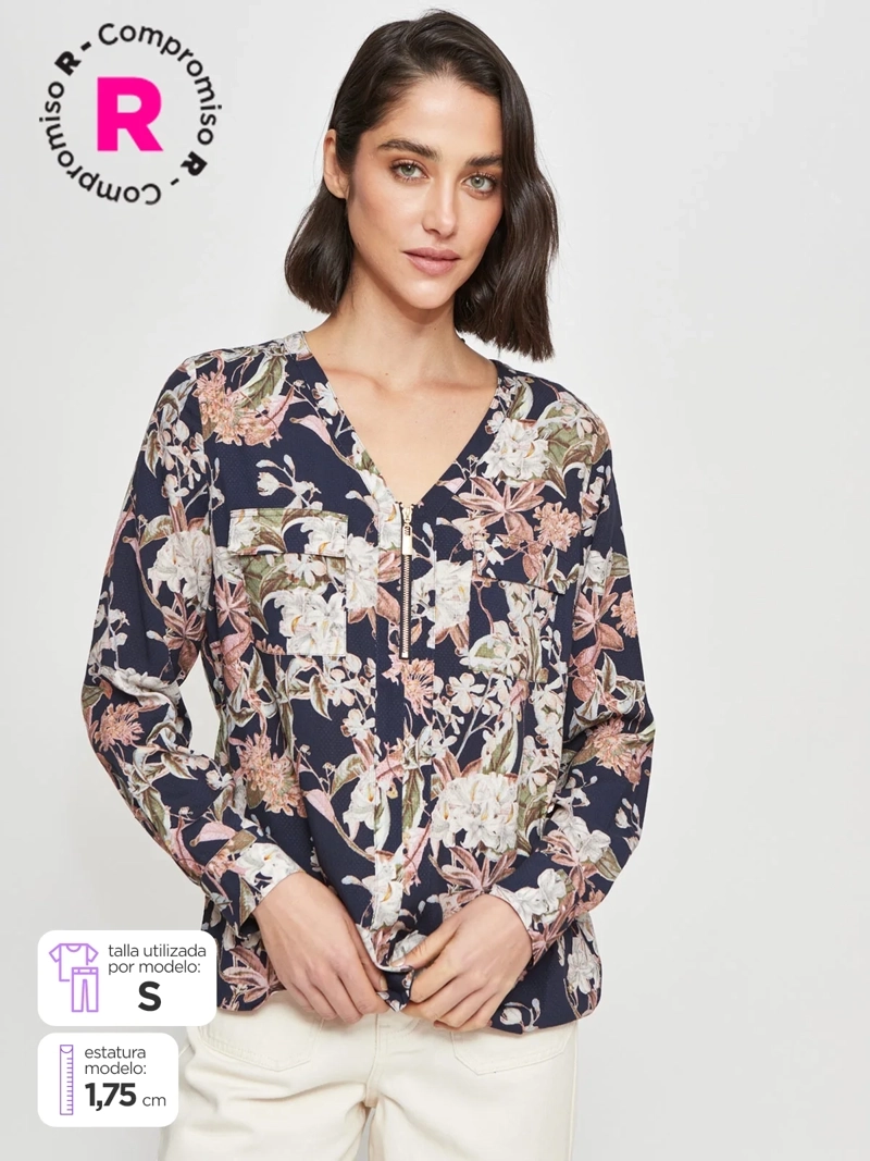 CACHAREL BLUSA MUJER CACHAREL CUELLO EN V MANGA LARGA