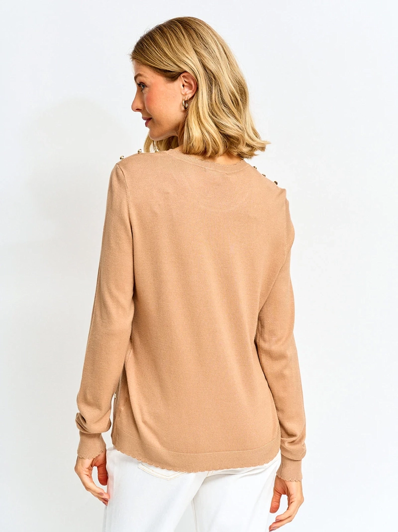 SWEATER MUJER CACHAREL MANGA LARGA BOTONES - 2
