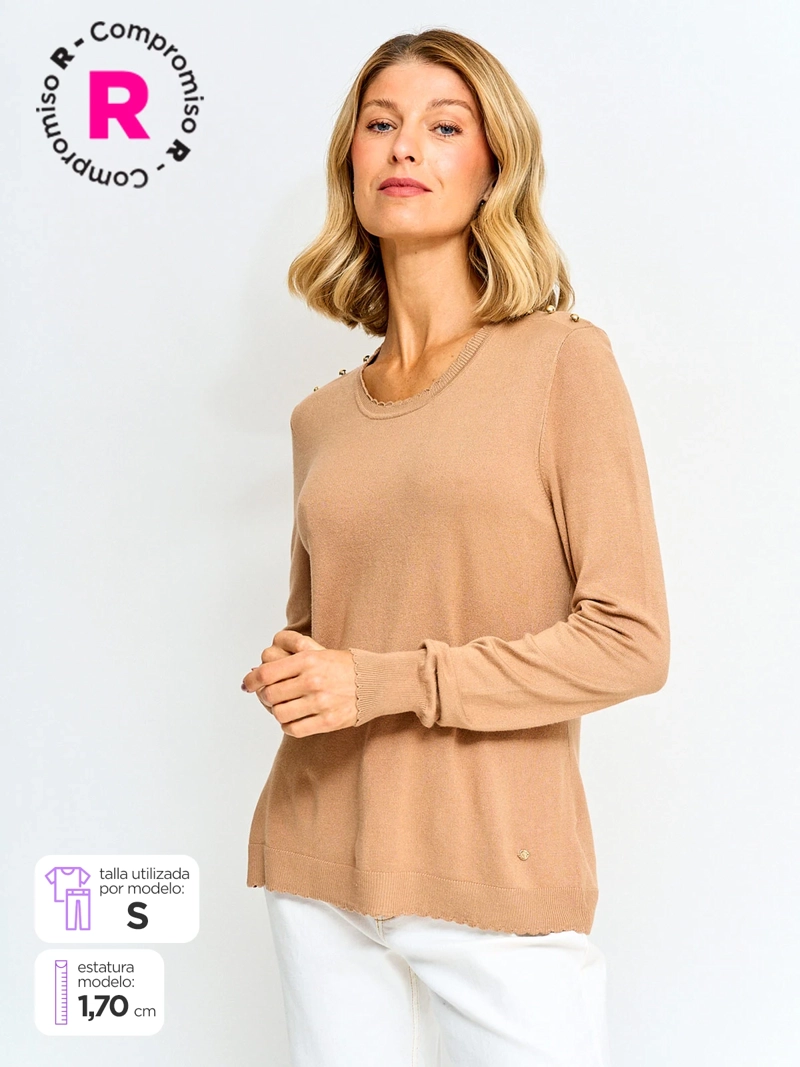 CACHAREL SWEATER MUJER CACHAREL MANGA LARGA BOTONES