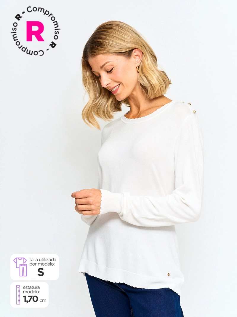 SWEATER MUJER CACHAREL MANGA LARGA BOTONES - 1