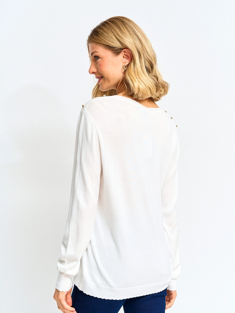 SWEATER MUJER CACHAREL MANGA LARGA BOTONES - 2