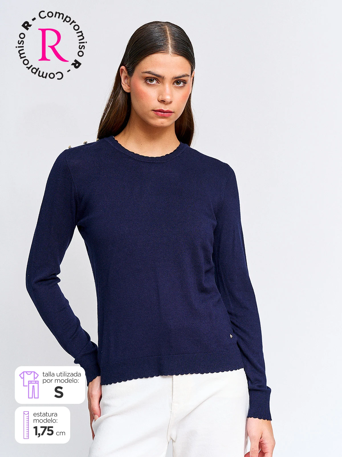 SWEATER MUJER CACHAREL MANGA LARGA BOTONES - 1