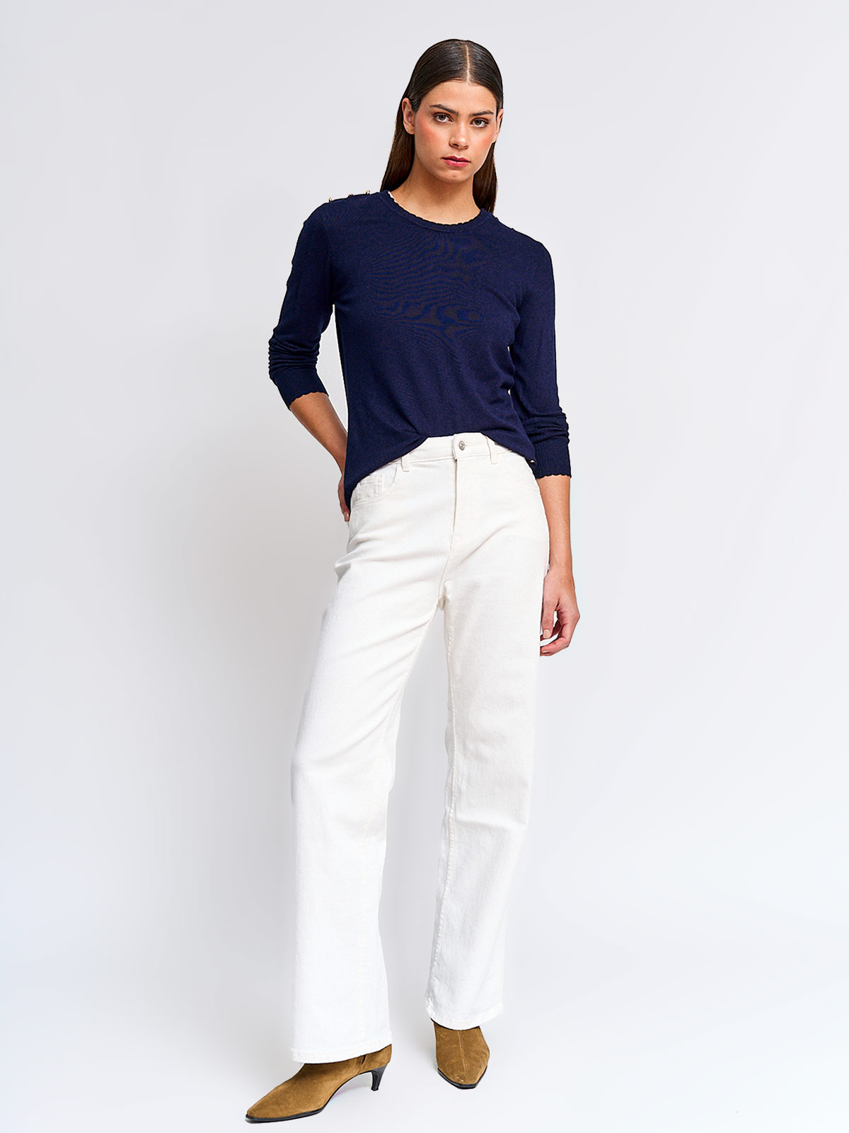 SWEATER MUJER CACHAREL MANGA LARGA BOTONES - 4