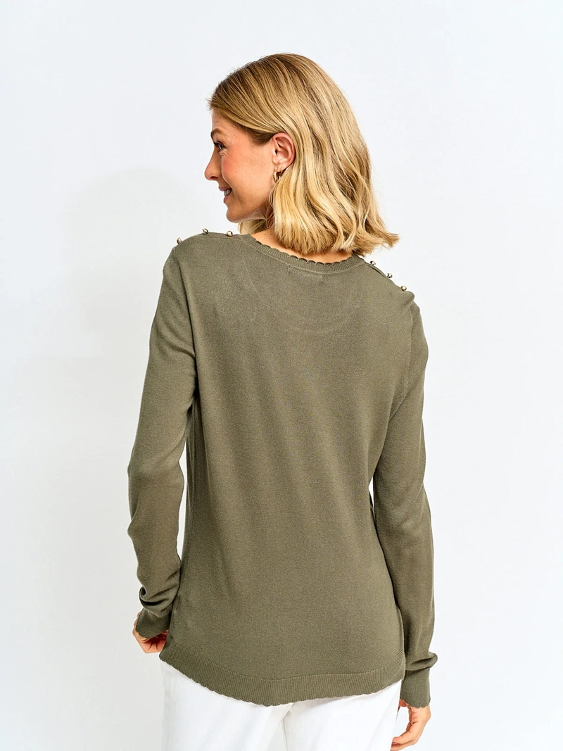 SWEATER MUJER CACHAREL MANGA LARGA BOTONES - 2