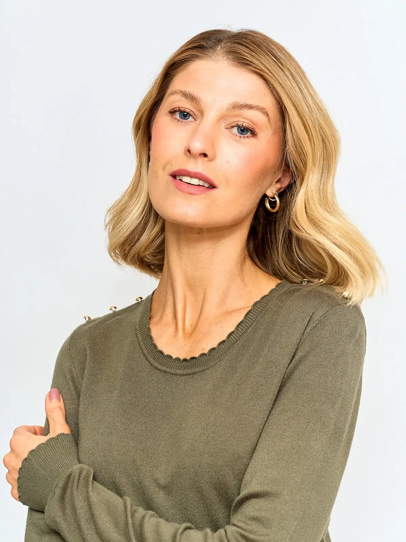 SWEATER MUJER CACHAREL MANGA LARGA BOTONES - 3