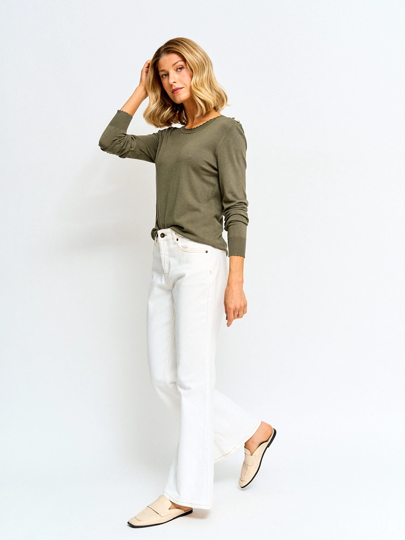 SWEATER MUJER CACHAREL MANGA LARGA BOTONES - 4