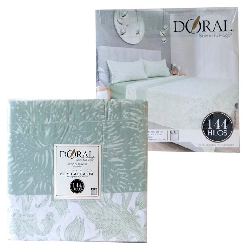 JUEGO DE SÁBANAS DORAL PREMIUM KING 144 HILOS VIBURNUM - 6