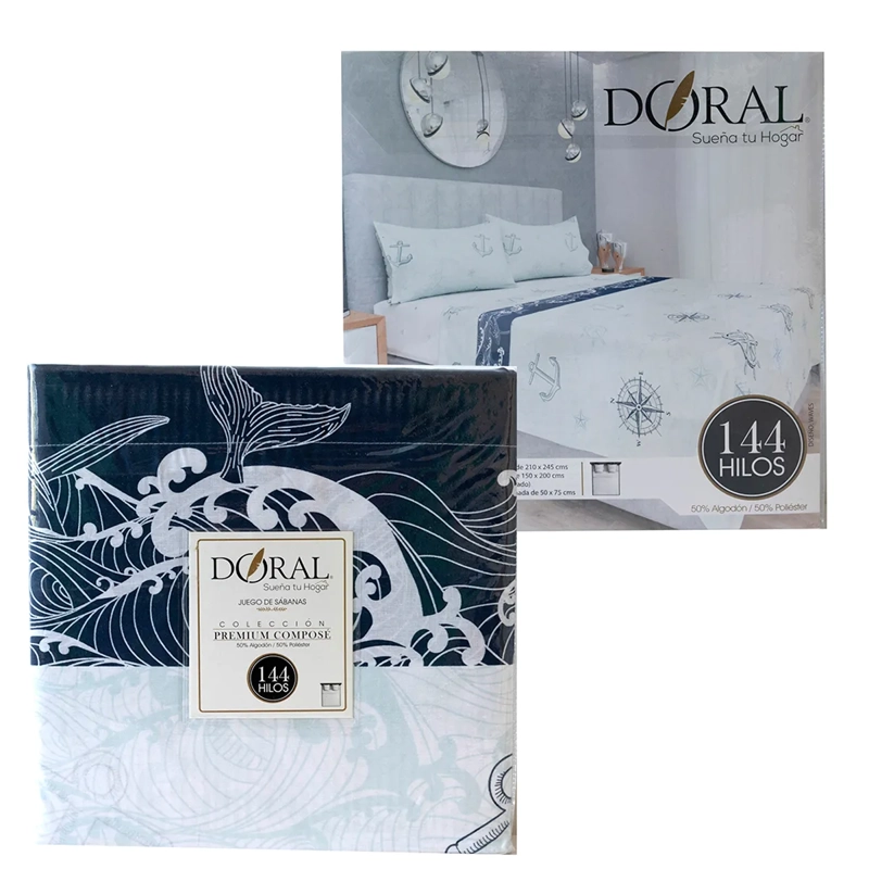 JUEGO DE SÁBANAS DORAL PREMIUM KING 144 HILOS WAVES - 6