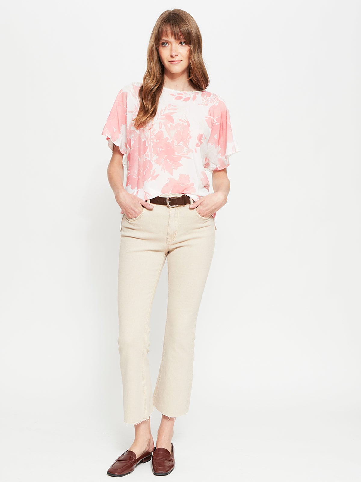 POLERA MUJER CACHAREL MANGA CORTA CAÍDA ESTAMPADA - 4