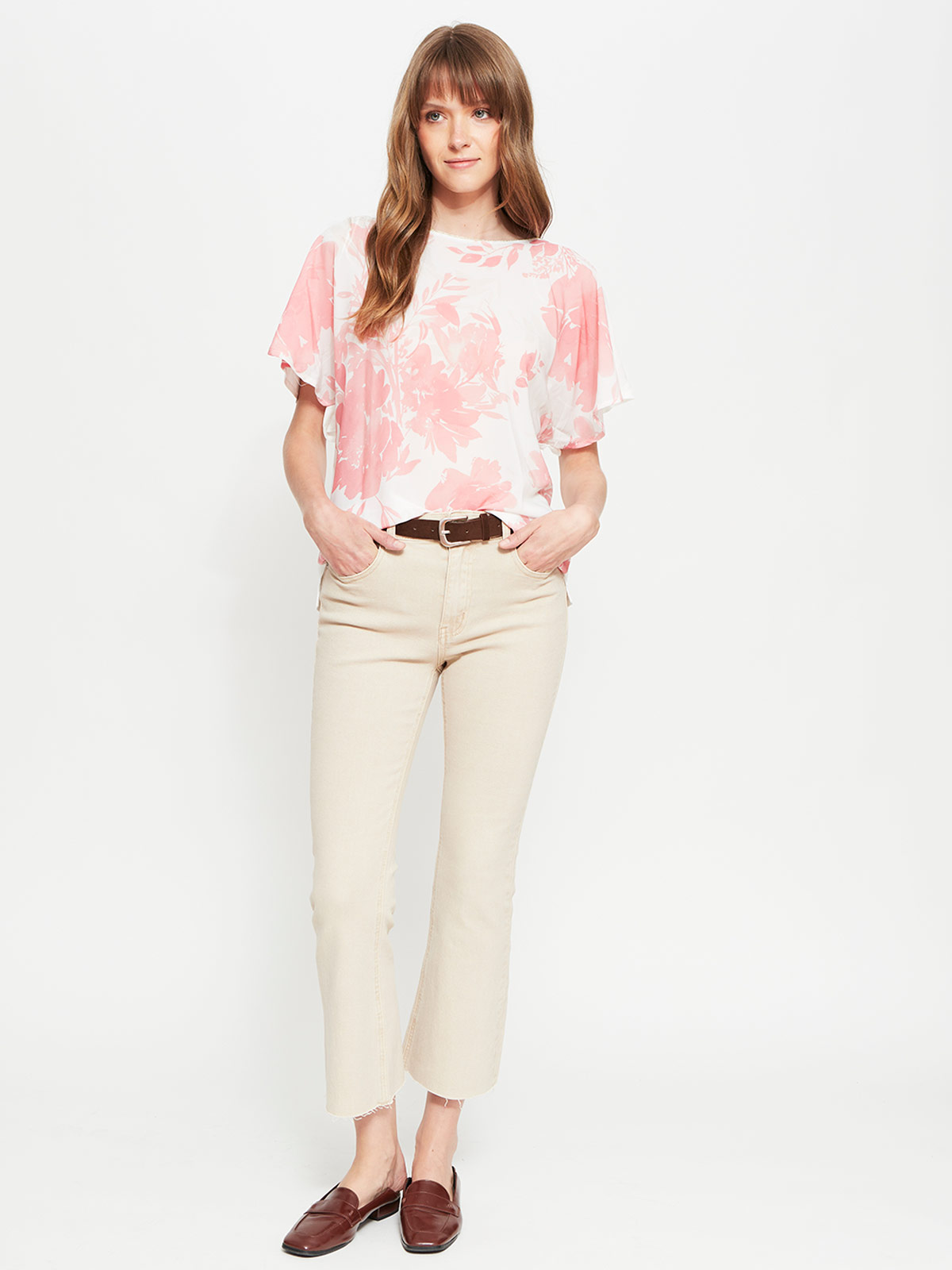 POLERA MUJER CACHAREL MANGA CORTA CAÍDA ESTAMPADA - 4