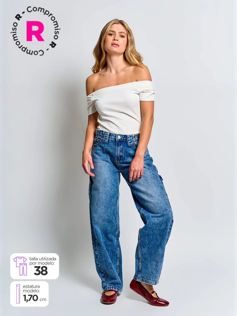 JEANS MUJER INDEX ALGODÓN CARPINTERO BAGGY - 1