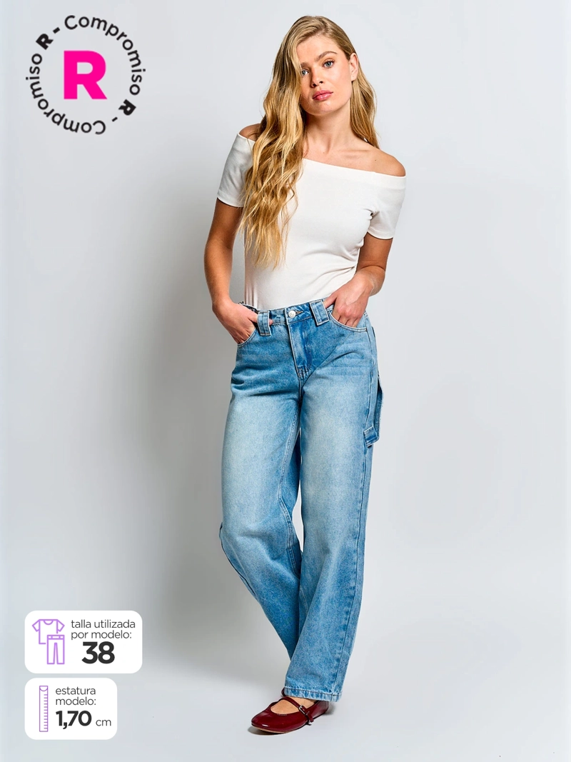 JEANS MUJER INDEX ALGODÓN CARPINTERO BAGGY - 1