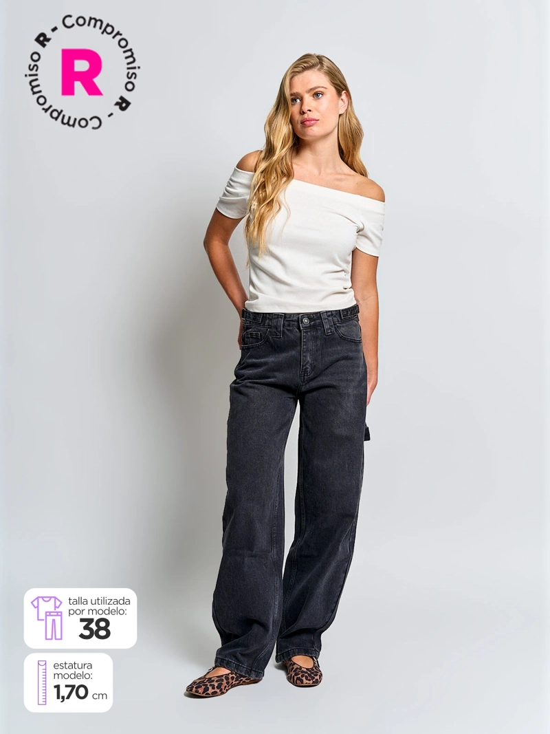 JEANS MUJER INDEX ALGODÓN CARPINTERO BAGGY - 1